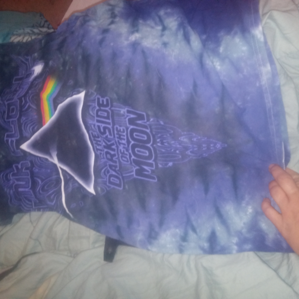 Pink Floyd Blue Tank Top with Rainbow and Black Graphics